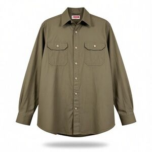 Men’s Wrangler Olive Green Long Sleeve Button-Up Shirt Size Small
